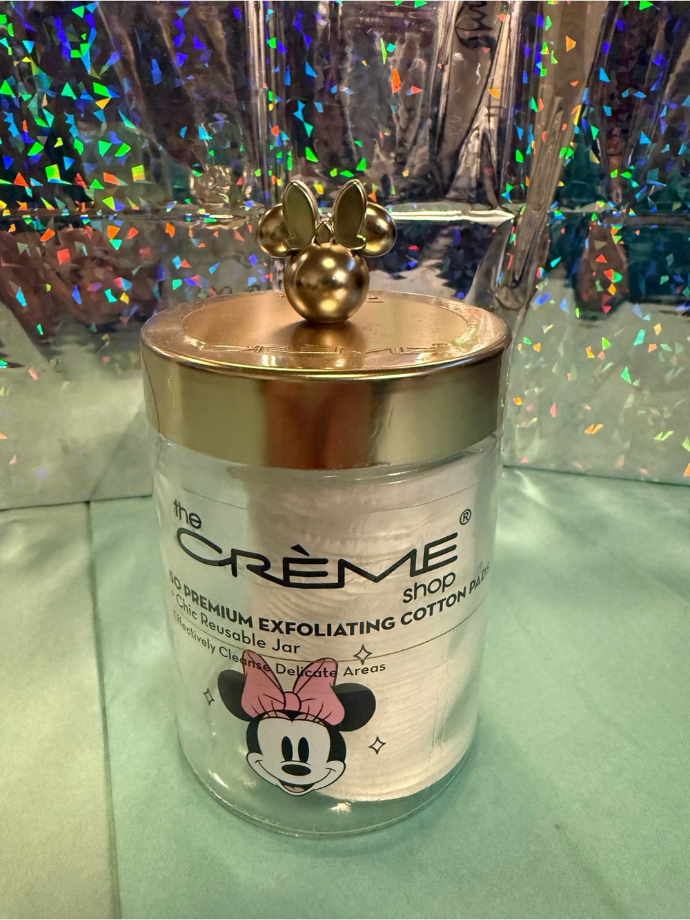 The Crème Shop Gold Minnie Mouse Reusable Cotton Pad Jar - Refillable